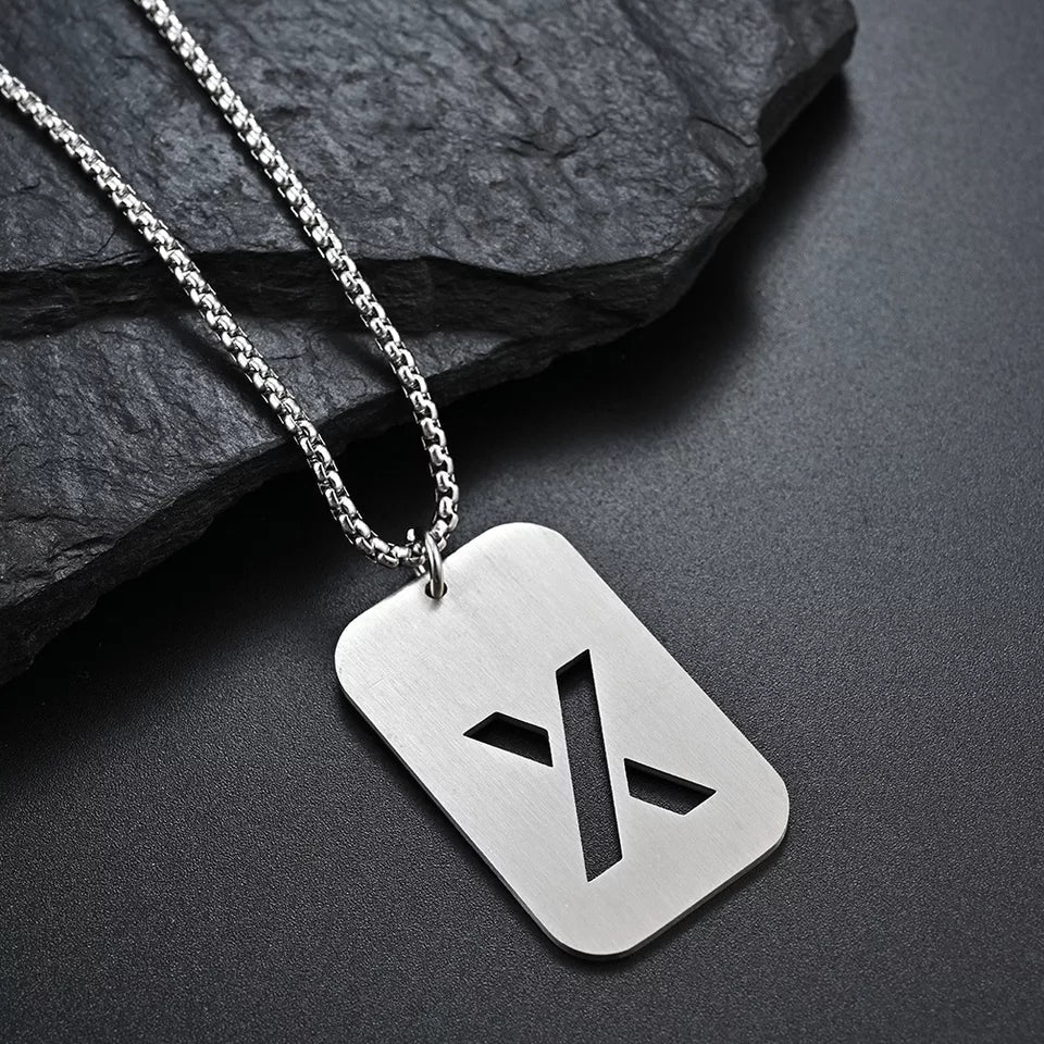 Leah Carved Initial Dog Tag Necklace
