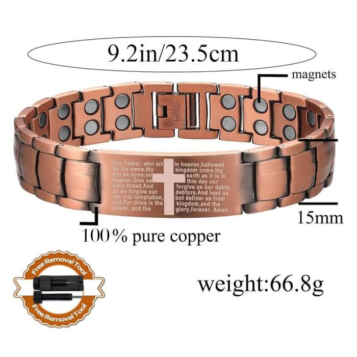 ✝️ Scripture Magnetic Copper Bracelet — Laser-Etched Bible Prayer