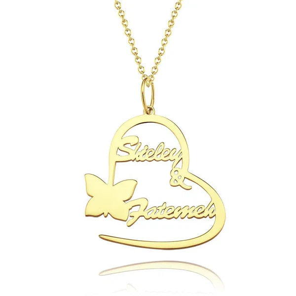 Lena Elegant Customizable Heart Necklace with Two Names