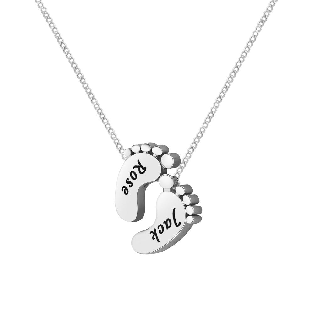 Rachel Gold Engraved Little Footprint Necklace