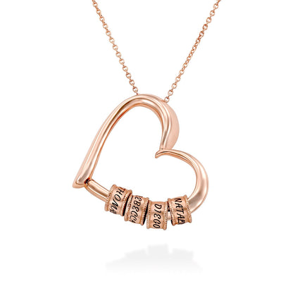 Sophie Charming Heart Engraved Beads Necklace