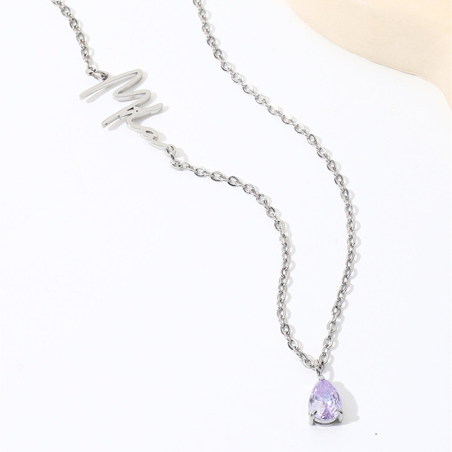 Abby Chrystal Letter Name Necklace