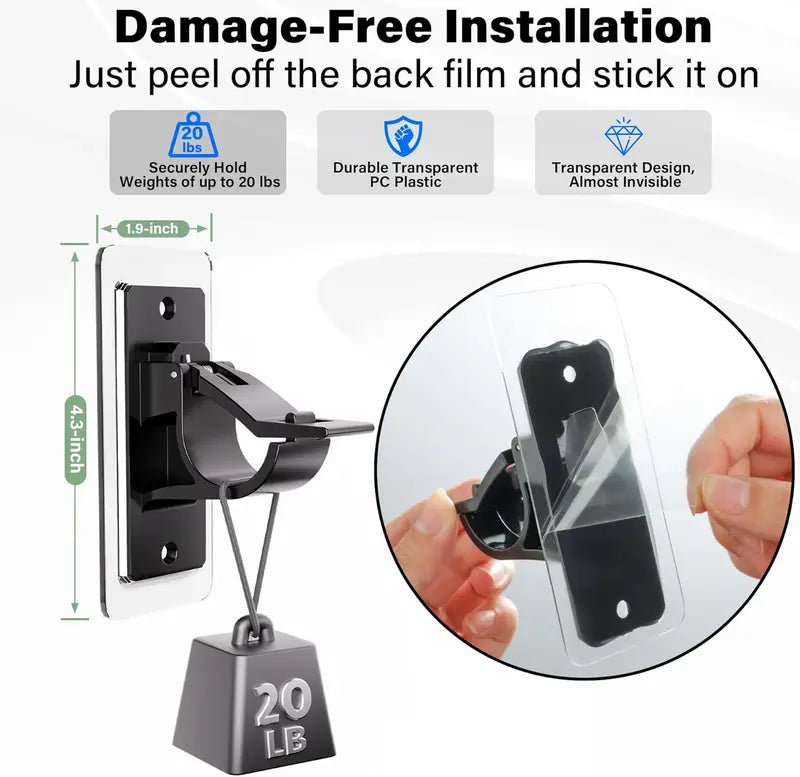 Self-Adhesive Rod Brackets — Drill-Free, Strong Hold in Seconds