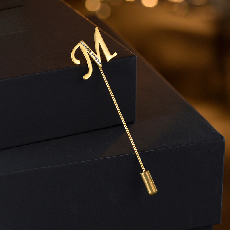 Maggie Letter Rhinestone Suit Brooch