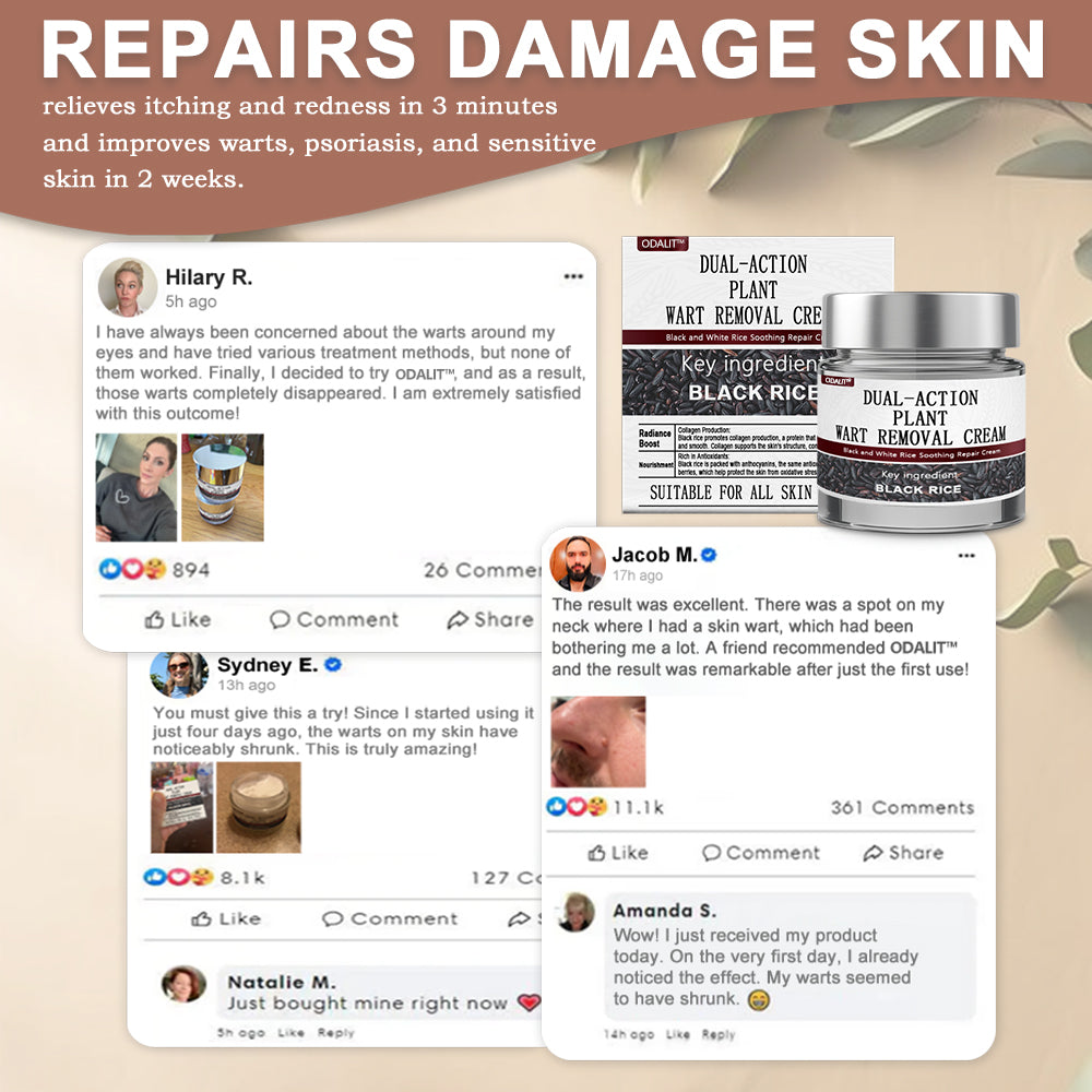 ODALIT™ Black Rice Skin Repair Essence Cream ⚕️ FDA Certified (Removes warts and skin growths, improves keratin buildup and seborrheic dermatitis, follicular keratosis, age spots, and bruising)