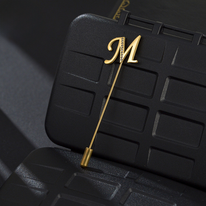 Maggie Letter Rhinestone Suit Brooch