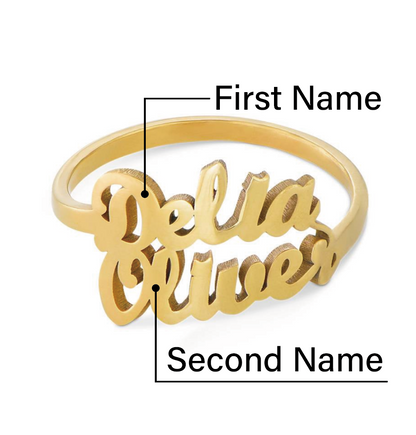 Genesis Script Double Name Ring