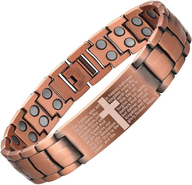 ✝️ Scripture Magnetic Copper Bracelet — Laser-Etched Bible Prayer