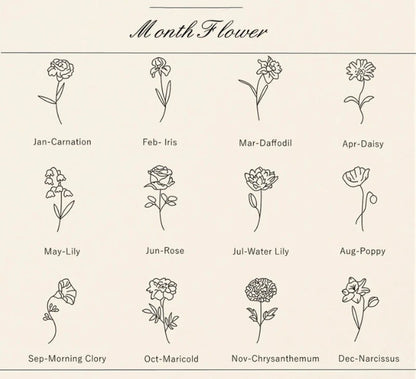 Customizable Name Titanium Steel Necklace with Birth Month Flower