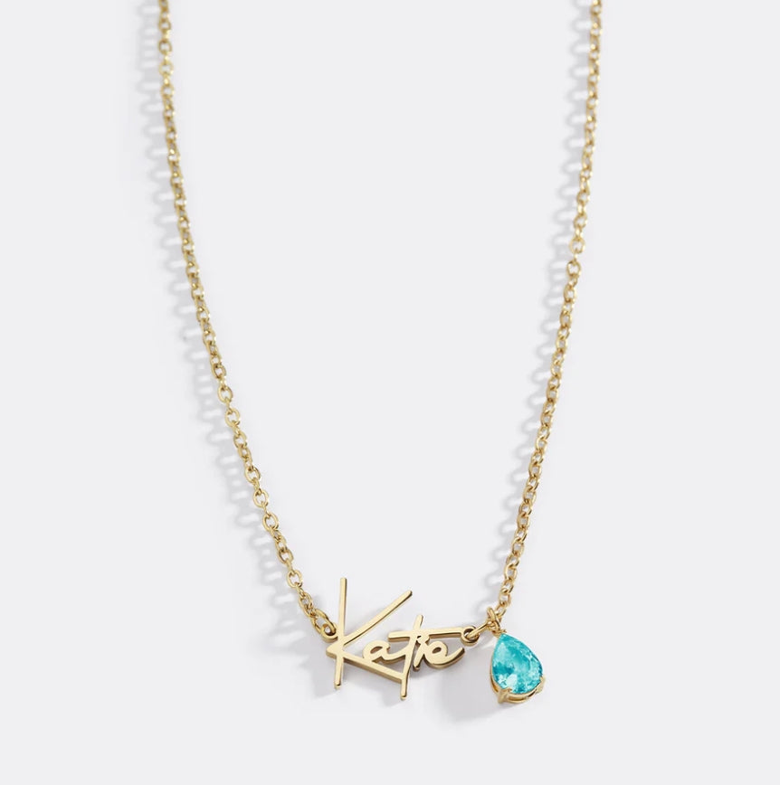 Abby Chrystal Letter Name Necklace