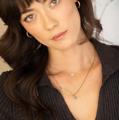 Abby Chrystal Letter Name Necklace