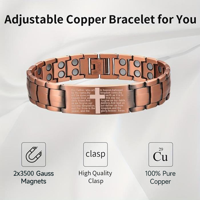 ✝️ Scripture Magnetic Copper Bracelet — Laser-Etched Bible Prayer