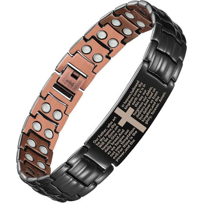 ✝️ Scripture Magnetic Copper Bracelet — Laser-Etched Bible Prayer