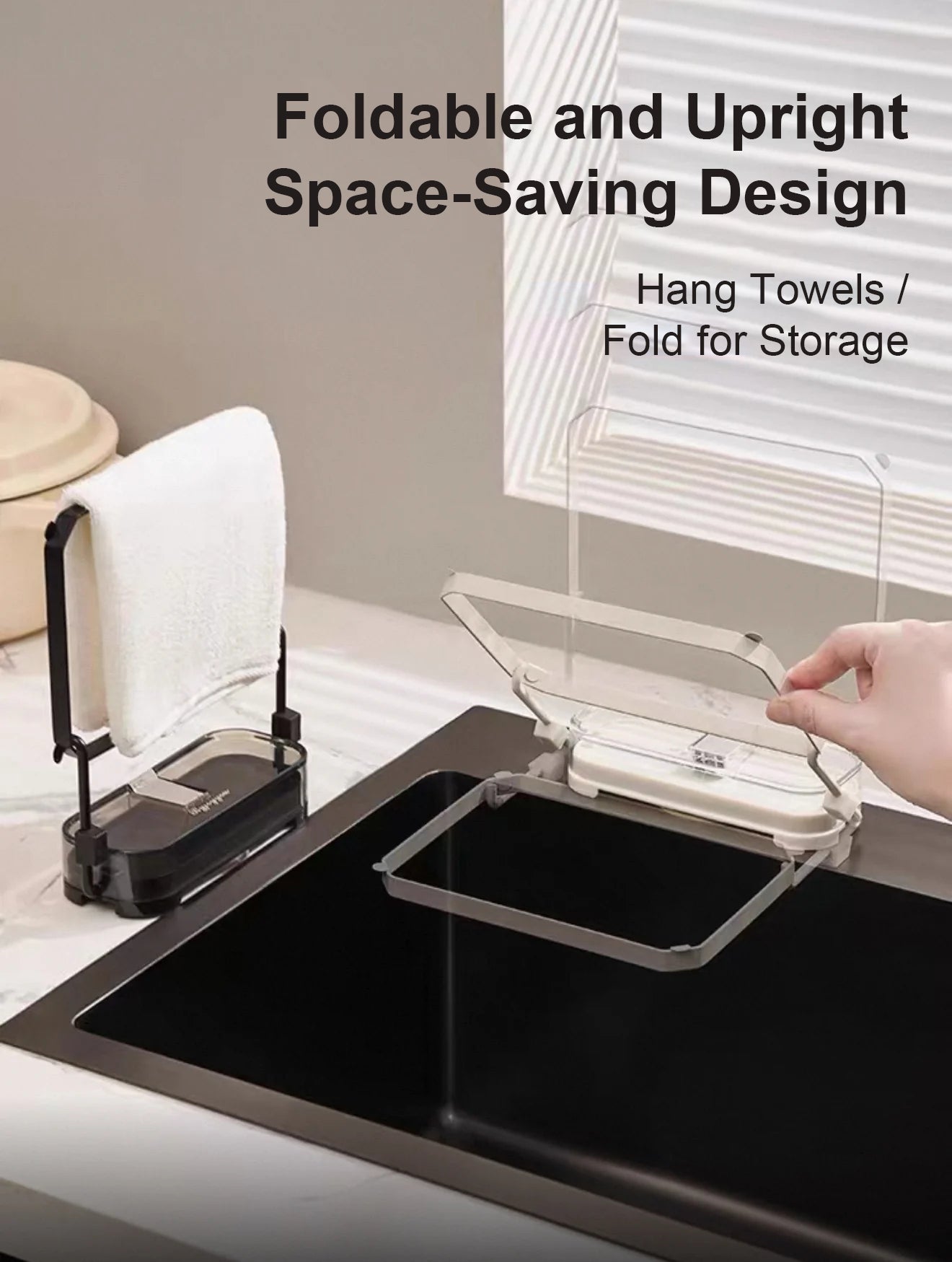 🔥Suction Cup Sink Filter Rack – Easy Install, Foldable, Mess-Free Kitchen Helper! 50 Free Sink Strainer Nets Included ✨