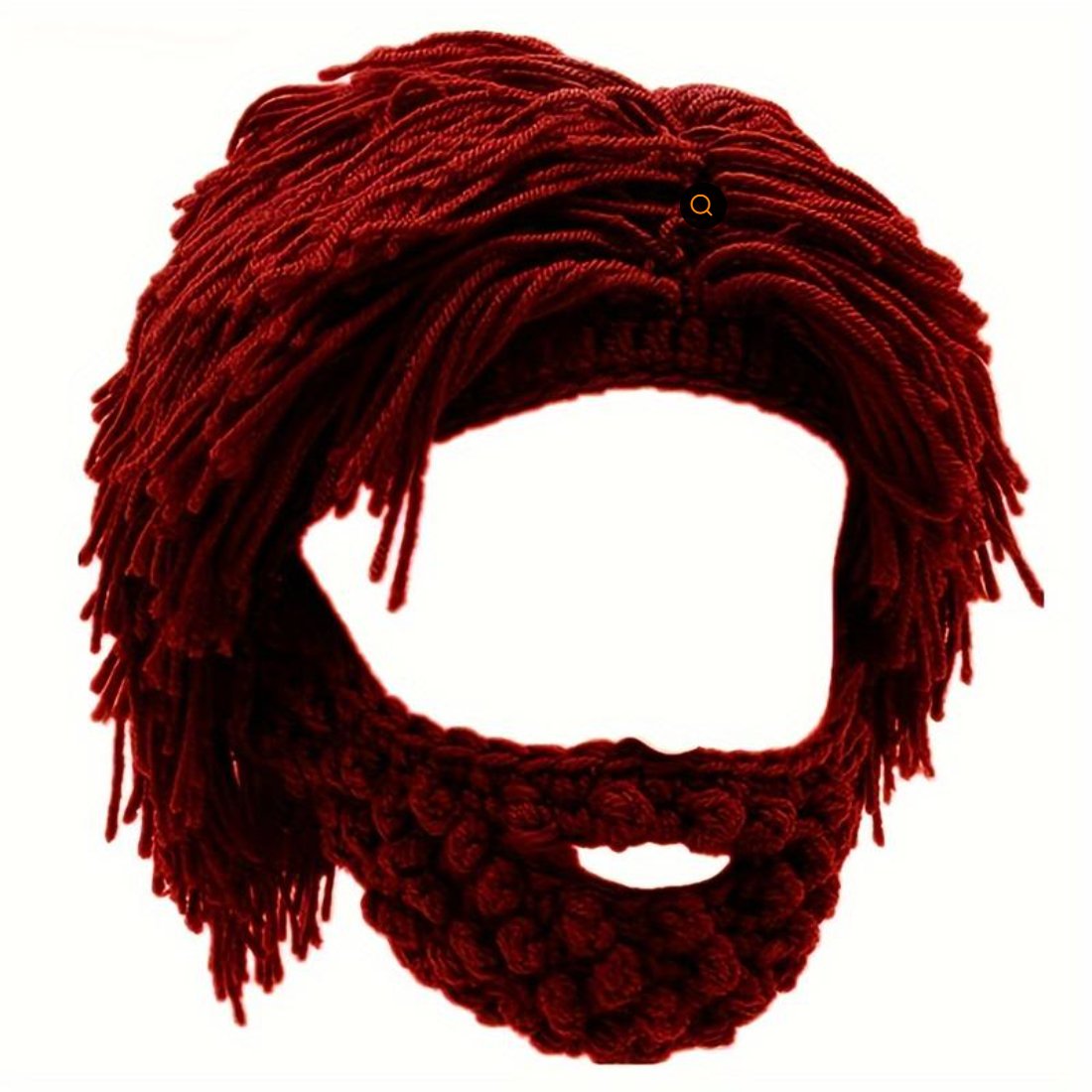 Acrylic Punk Style Beanie with Attached Straight Hair Wig and Knitted Beard
