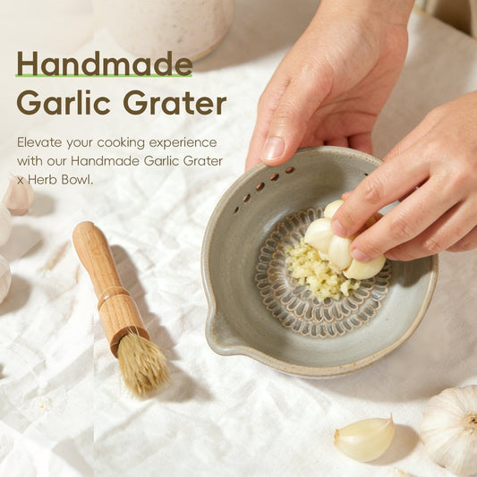 🔥Last Day 50% OFF🌿Handmade Garlic Grater x Herb Bowl