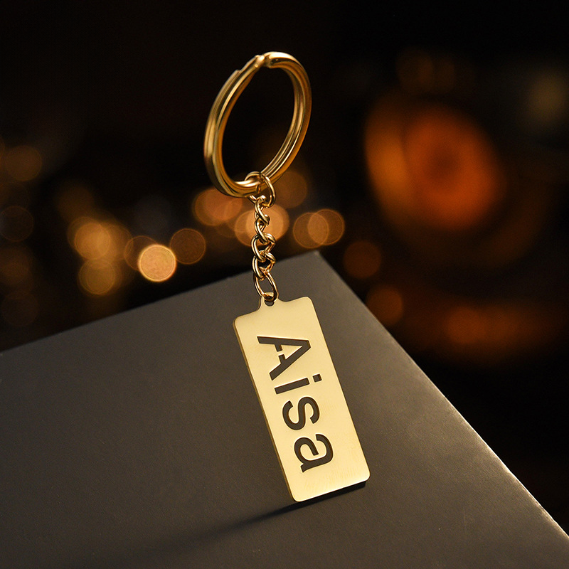 Long Strip Hollow Minimalist Letter Keychain