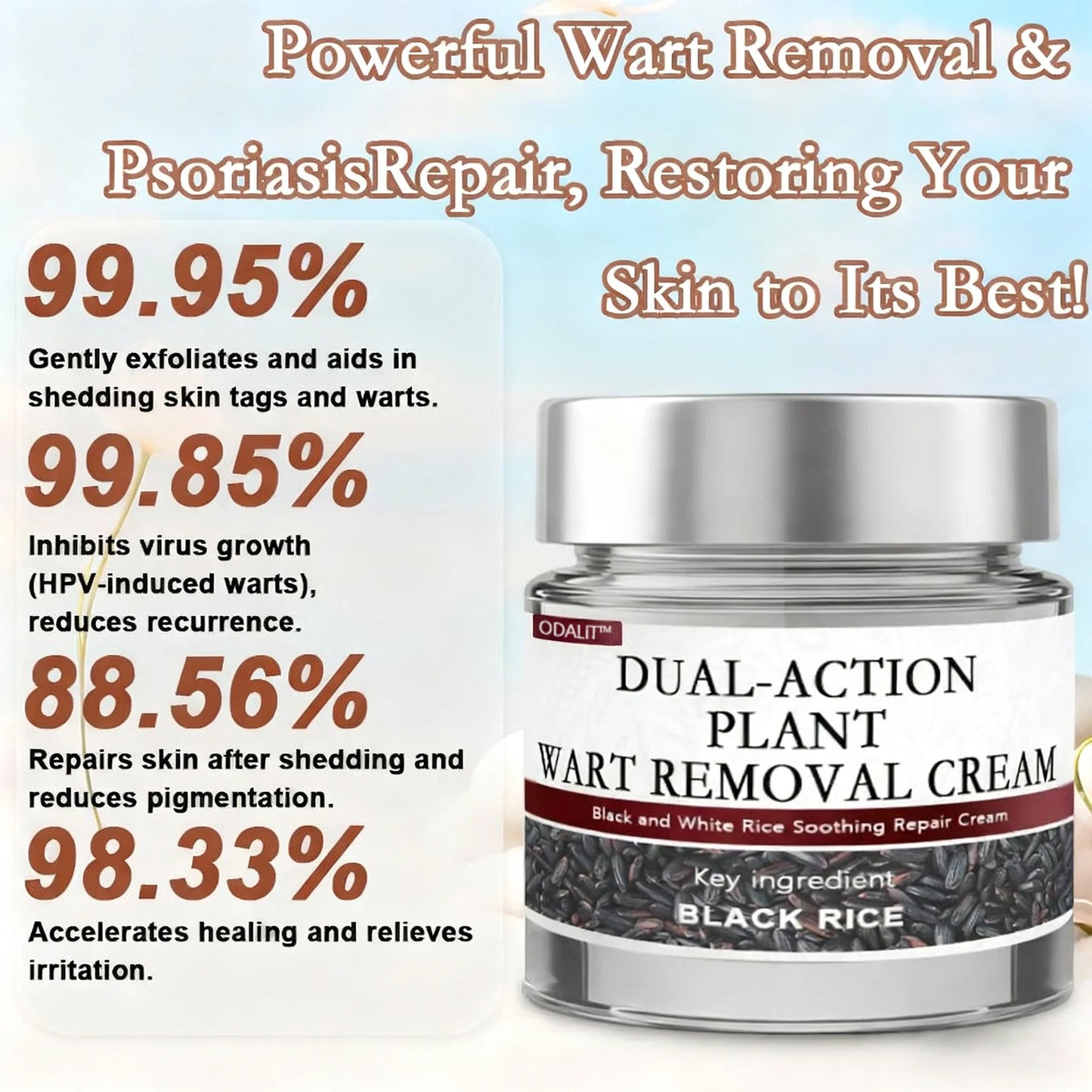 ODALIT™ Black Rice Skin Repair Essence Cream ⚕️ FDA Certified (Removes warts and skin growths, improves keratin buildup and seborrheic dermatitis, follicular keratosis, age spots, and bruising)