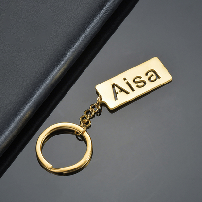 Long Strip Hollow Minimalist Letter Keychain