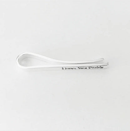 Ainara Platinum Plated Sterling Silver Engraved Tie Clip