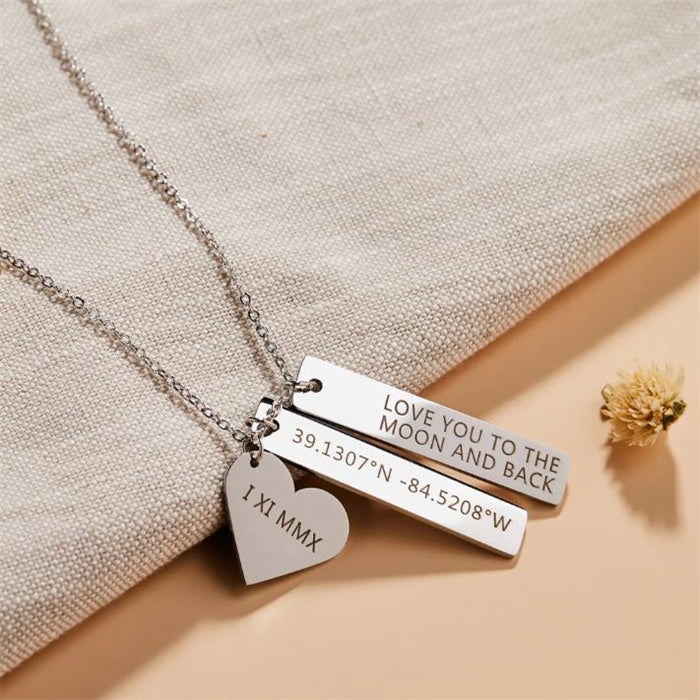 Quinn Customizable Heart and Bar Name Necklace