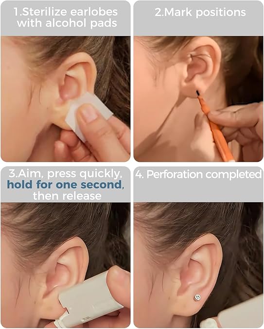 Easy and painless ear piercing at home, create your own earring style!