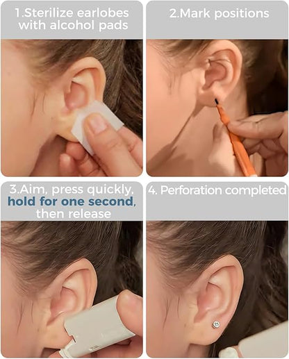 Easy and painless ear piercing at home, create your own earring style!