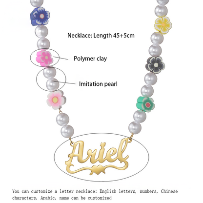 Mia Flower Pearl Name Necklace
