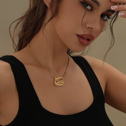 Frances Diamond Cut Cloud Heart Name Necklace