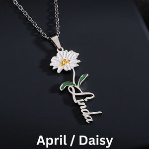 Hannah Personalized Birth Flower Name Clavicle Necklace