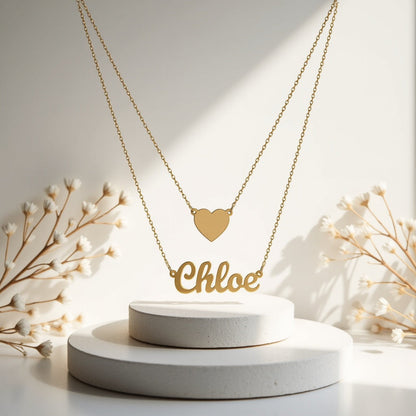 Heart Layer Name Necklace