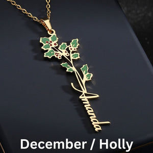 Hannah Personalized Birth Flower Name Clavicle Necklace