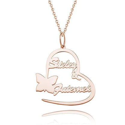 Lena Elegant Customizable Heart Necklace with Two Names