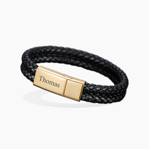 Max Engraved Leather Bracelet