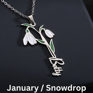 Hannah Personalized Birth Flower Name Clavicle Necklace