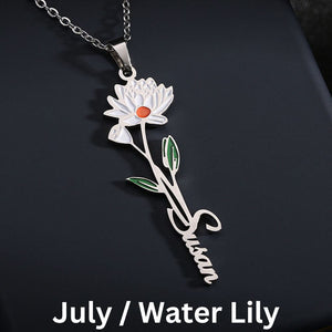 Hannah Personalized Birth Flower Name Clavicle Necklace