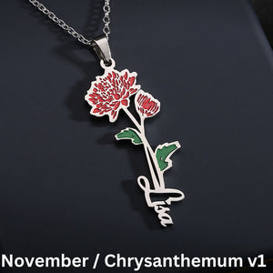 Hannah Personalized Birth Flower Name Clavicle Necklace