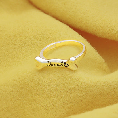 Lucy Dog Bone Name Ring