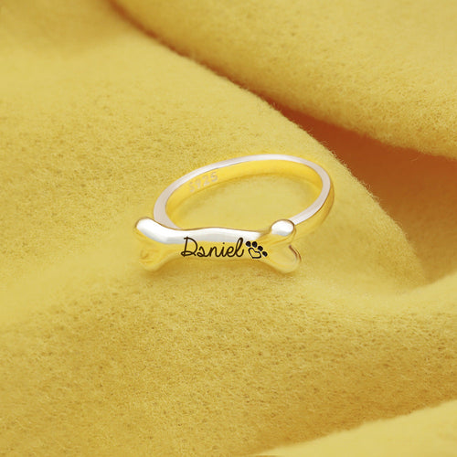 Lucy Dog Bone Name Ring