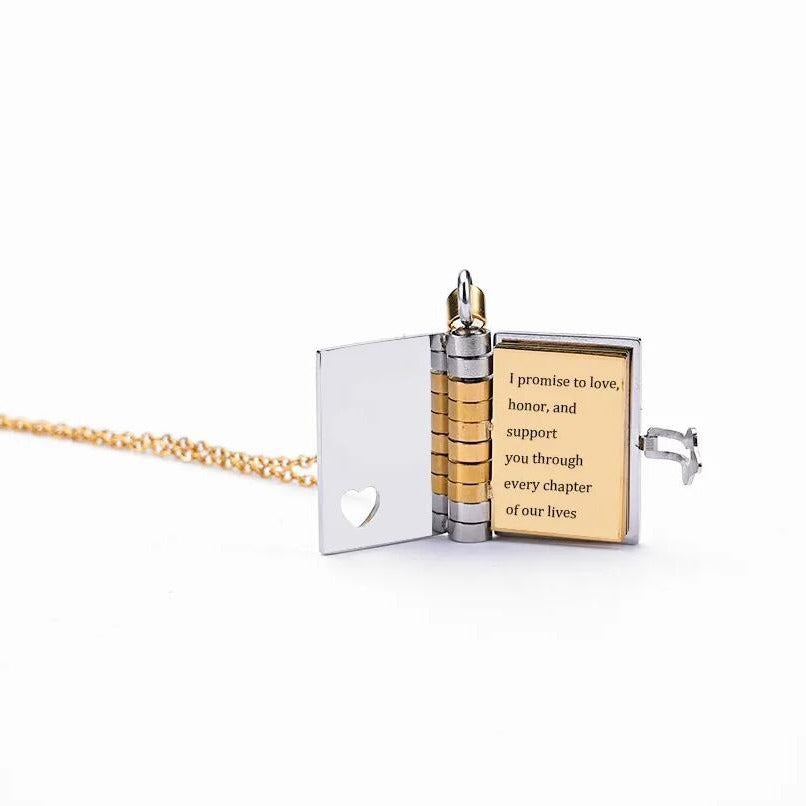 Sara Couple Book Pendant Necklace