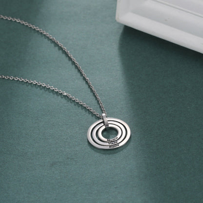 Iris Triple Concentric Circle Name Necklace