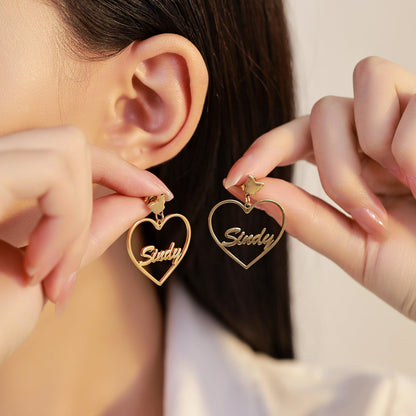 Ellie Personalized Stainless Steel Butterfly Heart Earrings