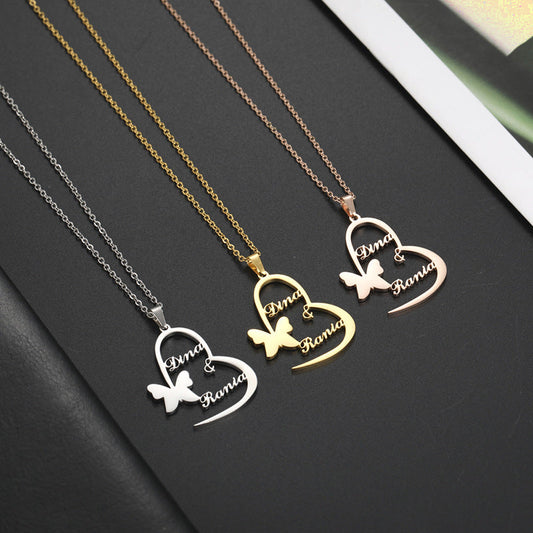 Lena Elegant Customizable Heart Necklace with Two Names