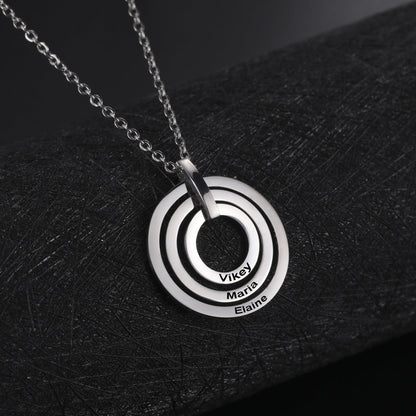 Iris Triple Concentric Circle Name Necklace
