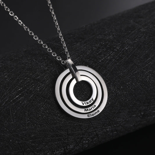 Iris Triple Concentric Circle Name Necklace