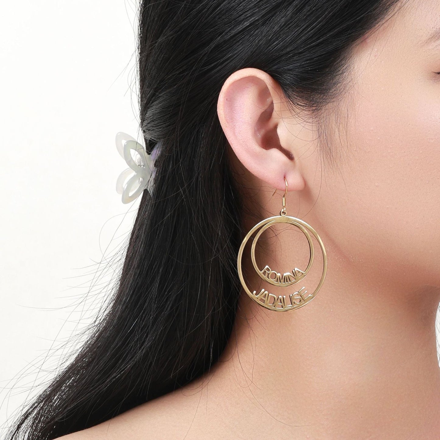 Violet Double Circle Name Stud Earrings