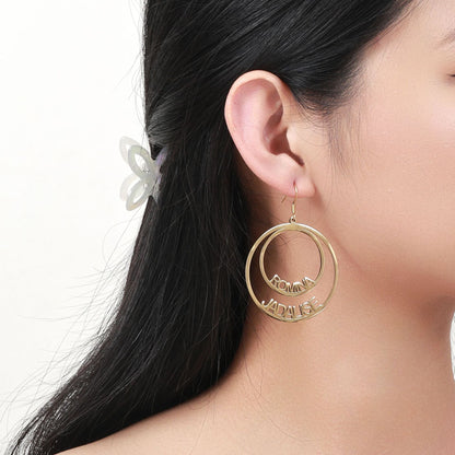 Violet Double Circle Name Stud Earrings