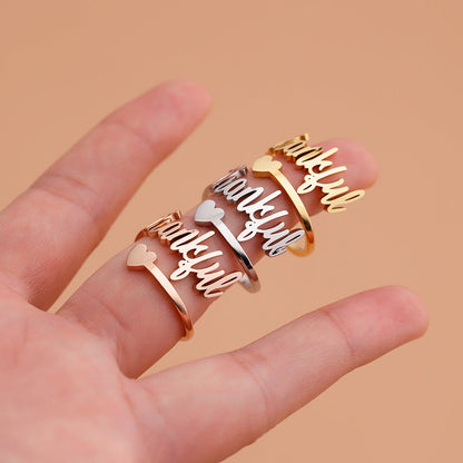 Wendy Exquisite Gift Engraved Heart Ring