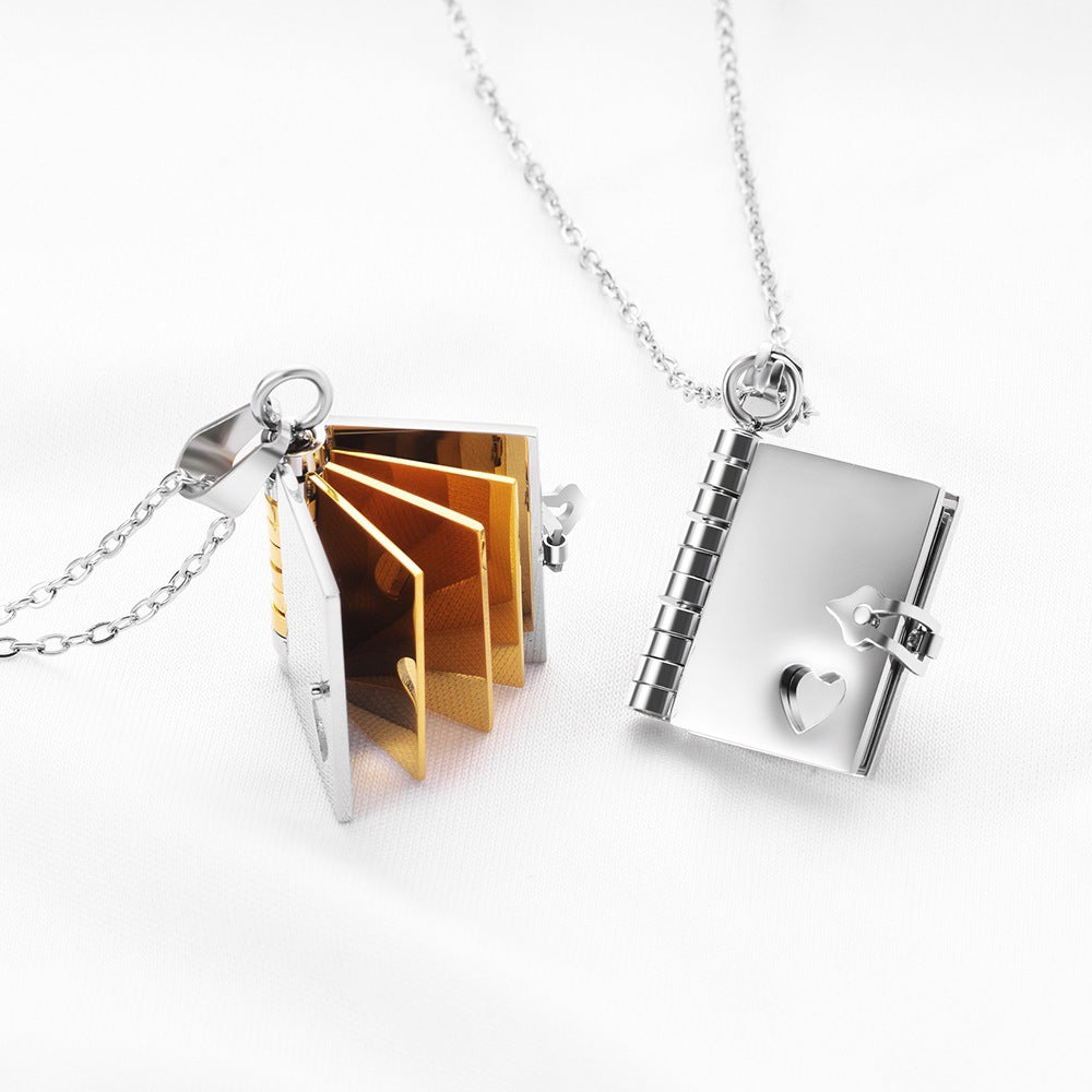 Sara Couple Book Pendant Necklace