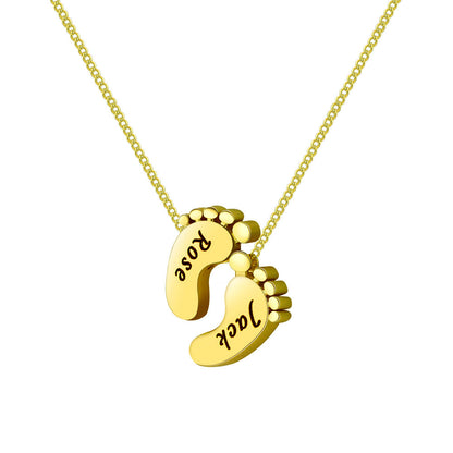 Rachel Gold Engraved Little Footprint Necklace
